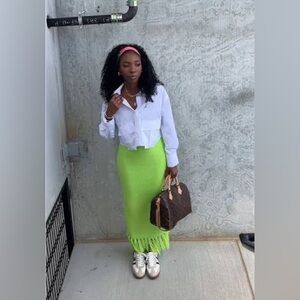 Hanifa Nina Fringe Knit Skirt